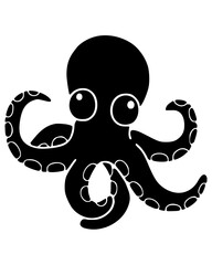 Octopus Silhouette Swims Gracefully