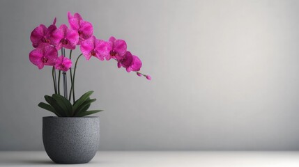 Naklejka premium An orchid in a pot in bloom