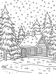 Obraz premium Snow Covered Cabin In A Snowy Winter Forest