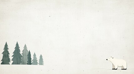 Polar Bear and Forest Illustration