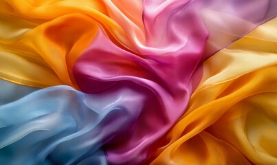 Obraz premium Colorful abstract fabric waves flowing gracefully in soft light