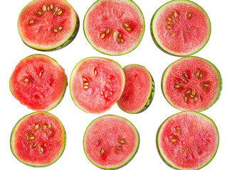 Isolated Collection of Sliced Watermelon Pieces