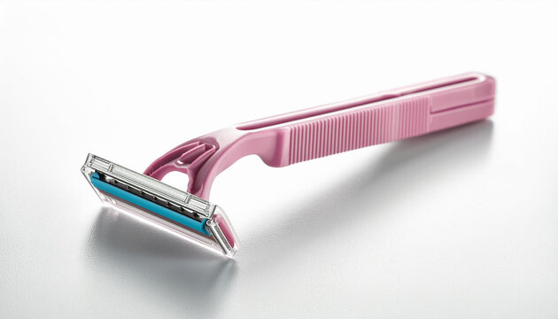 Cuchilla de afeitar o depilar desechable para mujer aislada en fondo blanco