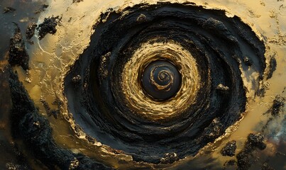 Golden swirl vortex art texture background