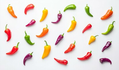 Colorful bell peppers on white background