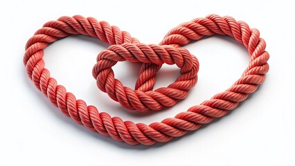 Heart-Shaped Rope, Isolated White Background - Romantic, Rustic, Love, Knot, Decoration Stock Photo