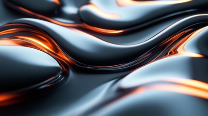 Abstract Metallic Liquid Texture Background with Smooth Waves and Gradient Colors