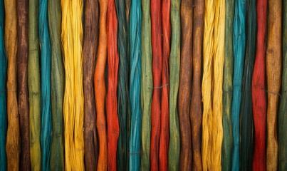 Colored straw pattern abstract background in red yellow blue green and brown colors straw curtain minimalist