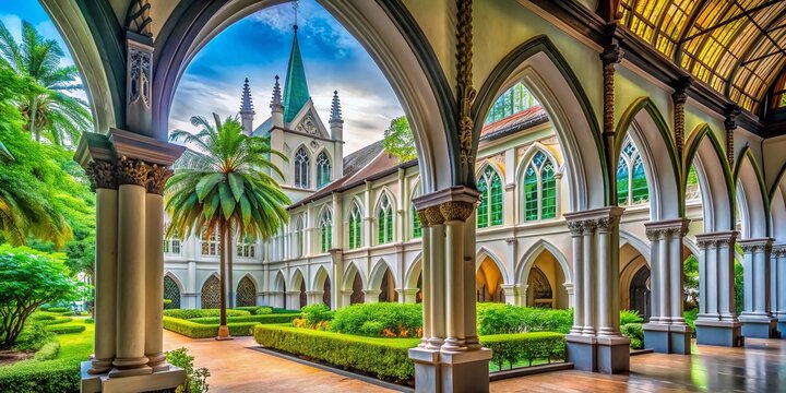 Historic Singapore Building: CHIJMES Hall Architectural Detail, Rule of Thirds Composition
