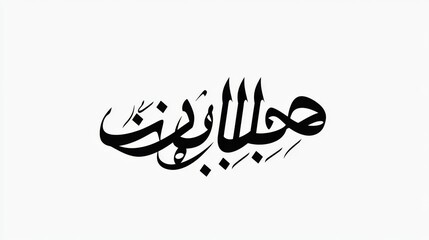 Obraz premium Vector image of simple black and white calligraphy of the word 'choose' in Arabic script, on a white background with sharp edges. High resolution, high quality, and high detail. Simple design with hig