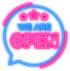 Neon We Are Open Sign