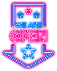 Neon We Are Open Sign