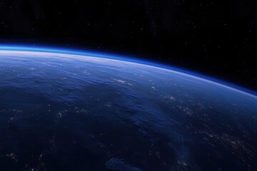 Obraz premium Earth's curve at night, space view, city lights.