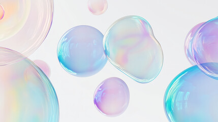 Colorful Bubbles Floating in Air on a Light Background