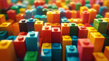 Fototapeta premium Stacked Building Blocks Forming Colorful Patterns