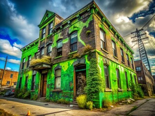 Obraz premium Indianapolis St. Patrick's Day Urban Exploration: Abandoned Building Graffiti Art