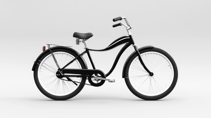 Fototapeta premium Black cruiser bike, studio shot, white background, leisure transport