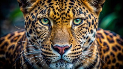 Obraz premium Intense Leopard Close-Up: Wild Cat Portrait Photography
