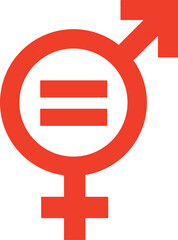 Obraz premium Gender equality sign. Community equal neutral symbol. Icon isolated on white background flat red vector illustration. 