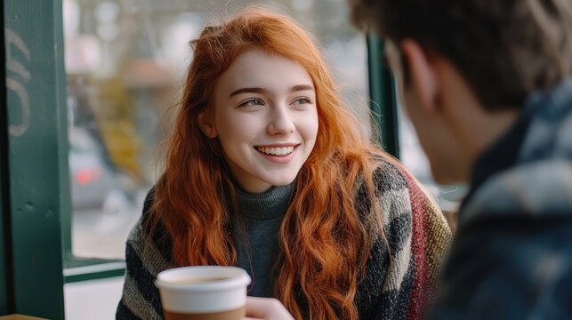 College students conversing in a cafe, enjoying coffee and exchanging thoughts.