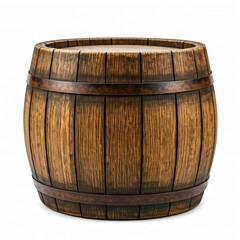 Obraz premium Old Medieval Wooden Barrel Isolated on White Background