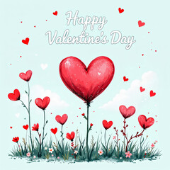 Illustration of Valentine's Day Greeting Card
