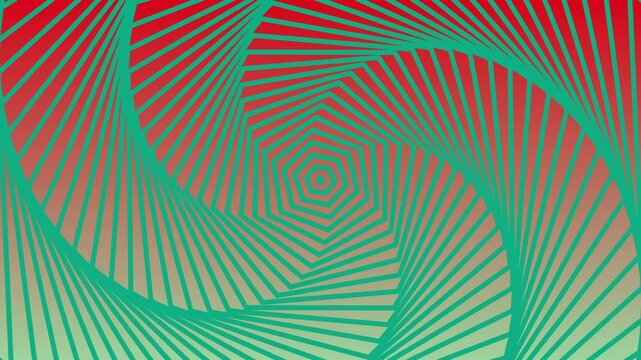 The whitish red background is a 3D animation with green hexagon lines rotating over and over again changing colorful.
