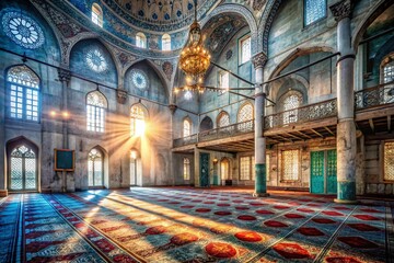 Obraz premium Istanbul Mosque Interior: Ornate Architecture & Spiritual Serenity - Stock Photo