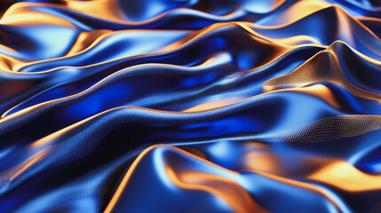 Obraz premium Abstract digital background electromagnetic wave background Innovation digital wave, information technology background and green luxury background with golden line decoration and curve light effect