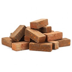Old Bricks Pile Isolated on White Background