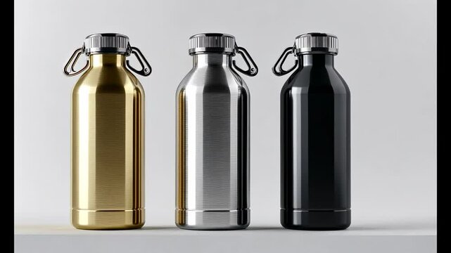 Stylish Stainless Steel Water Bottles: Gold, Silver, Black