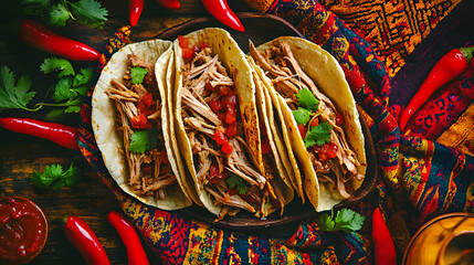 Tacos bursting with spicy beef and fresh vegetables.
