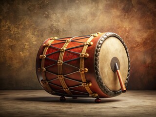 Korean Traditional Drum Taegeuk Symbol - Left Composition with Copy Space