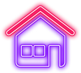 Neon House Line Sign Icon