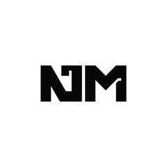 Obraz premium NM monogram logo design letter text name symbol monochrome logotype alphabet character simple logo