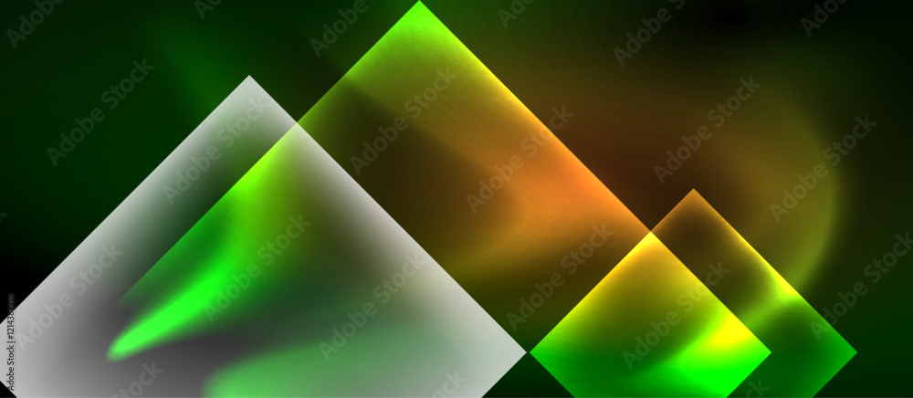 Aufkleber glass squares with neon shiny light abstract background