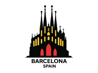 Sagrada Familia Spires with Stained-Glass Accents in Barcelona Spain