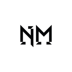 NM monogram logo design letter text name symbol monochrome logotype alphabet character simple logo
