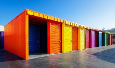 Colorful Storage Units with Metal Roll-Up Doors