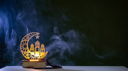 Festive greeting card for Muslim holy month Ramadan Kareem.