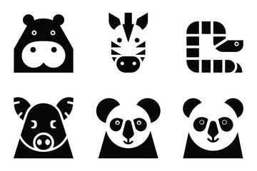 Minimalist Animal Silhouette Vector Icons - Wildlife Conservation Clipart for World Wildlife Day