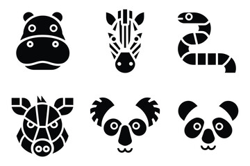 Minimalist Animal Silhouette Vector Icons - Wildlife Conservation Clipart for World Wildlife Day