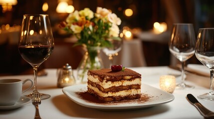 Romantic Tiramisu Dessert Dinner Restaurant