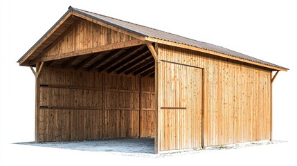 Fototapeta premium A functional farm storage building with a wooden exterior