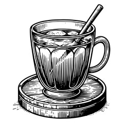 Glass Mug with Drink on Coaster vector