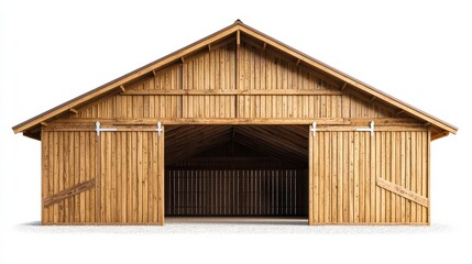 Naklejka premium A functional farm storage building with a wooden exterior