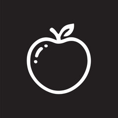 Fruit apple silhouette solid black isolated on black background