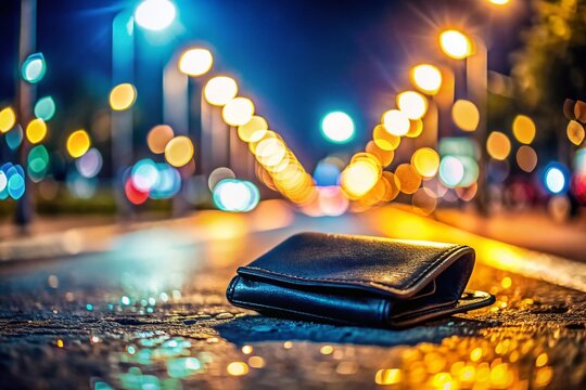 Lost Wallet at Night - City Street Panoramic