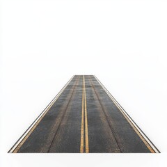 Fototapeta premium Empty Road with Two Yellow Lines Under Clear White Sky