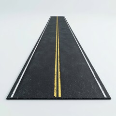 Straight Asphalt Road Perspective with Double Yellow Lines
